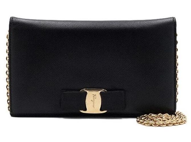 Salvatore Ferragamo Borsa a tracolla con portafoglio e catena Nero - vista 2