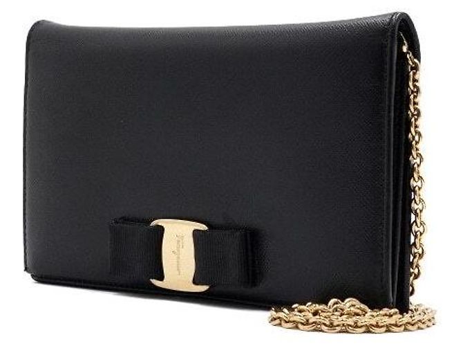 Salvatore Ferragamo Borsa a tracolla con portafoglio e catena Nero - vista 3