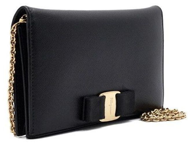 Salvatore Ferragamo Borsa a tracolla con portafoglio e catena Nero - vista 4