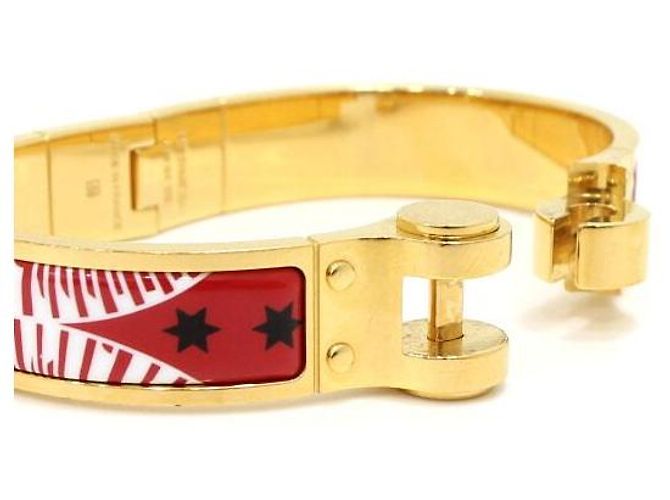 Hermès Bracelet jonc imprimé Cerniere PM Gold Metal pour femme - view 3