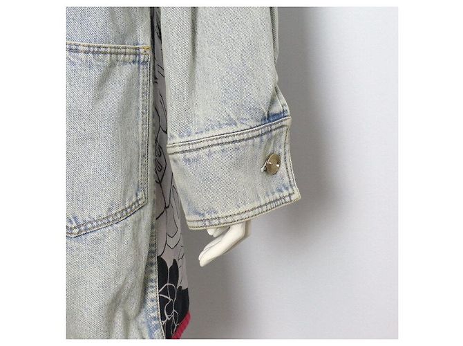 Chanel Chaqueta vaquera larga con botones plateados Plata - vista 3