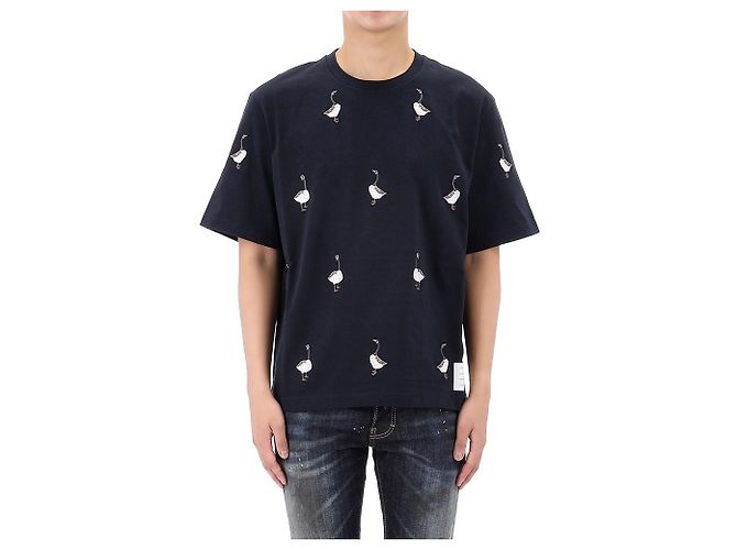 Thom Browne T-Shirt mit kurzärmeliger Gans-Stickerei Schwarz - Ansicht 2