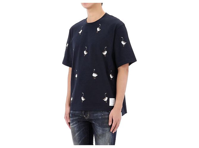 Thom Browne T-Shirt mit kurzärmeliger Gans-Stickerei Schwarz - Ansicht 3