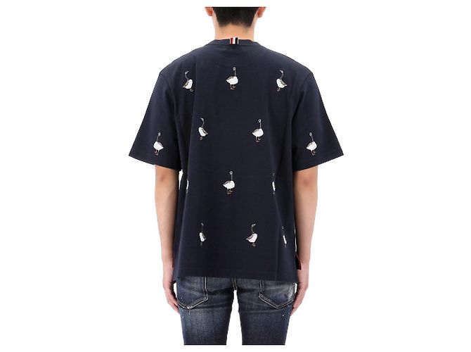 Thom Browne T-Shirt mit kurzärmeliger Gans-Stickerei Schwarz - Ansicht 4
