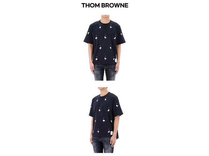 Thom Browne T-Shirt mit kurzärmeliger Gans-Stickerei Schwarz - Ansicht 5