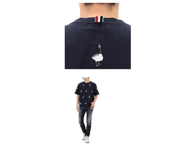 Thom Browne T-Shirt mit kurzärmeliger Gans-Stickerei Schwarz - Ansicht 8