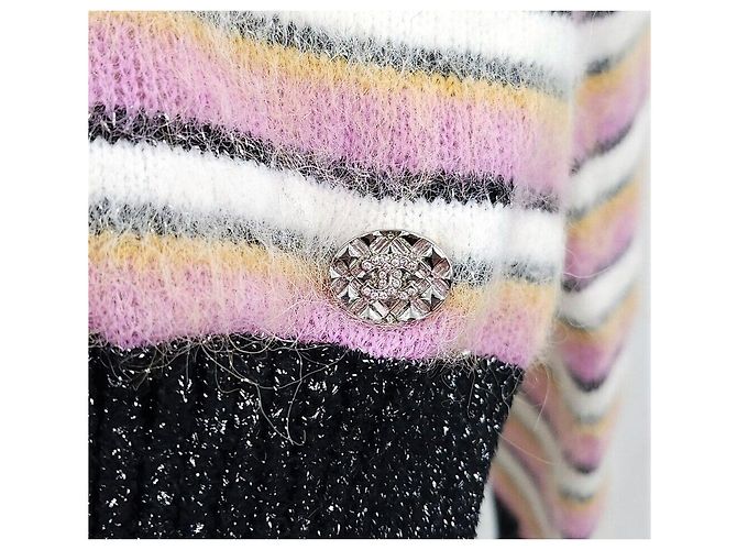 Chanel Pull en maille à rayures rose - vue 5