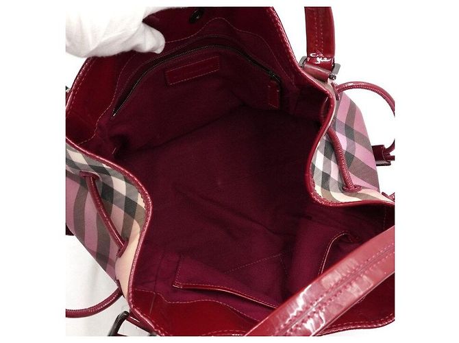 Burberry Borsa Tote Biltmore da donna in tela PVC sfumatura viola Nova Check Porpora - vista 5