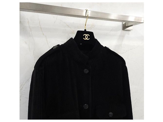 Chanel Giacca in velluto a coste nera Nero - vista 3