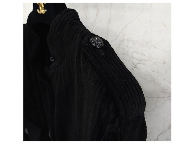 Chanel Giacca in velluto a coste nera Nero - vista 4