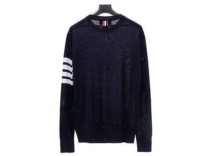 Thom Browne Klassischer Rundhals-Pullover aus Merinowolle-Strick Blau - Ansicht 4