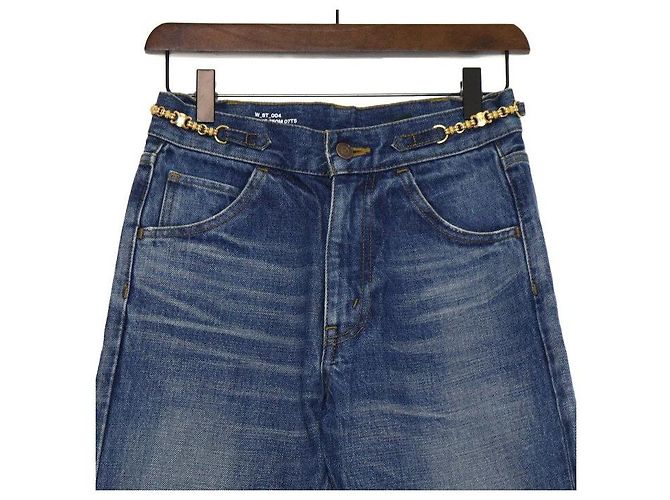 Céline Jeans in denim ornati da una catena dorata - vista 2