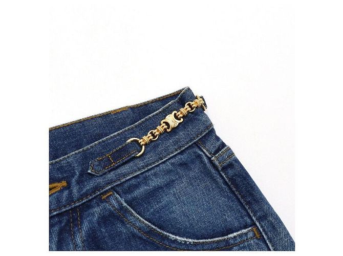 Céline Jeans in denim ornati da una catena dorata - vista 6