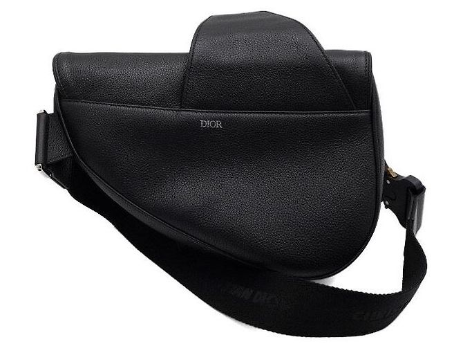 Saddle Dior Borsa a tracolla e borsa a spalla da uomo in pelle di vitello granulata nera Nero - vista 5