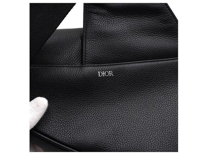 Saddle Dior Borsa a tracolla e borsa a spalla da uomo in pelle di vitello granulata nera Nero - vista 9