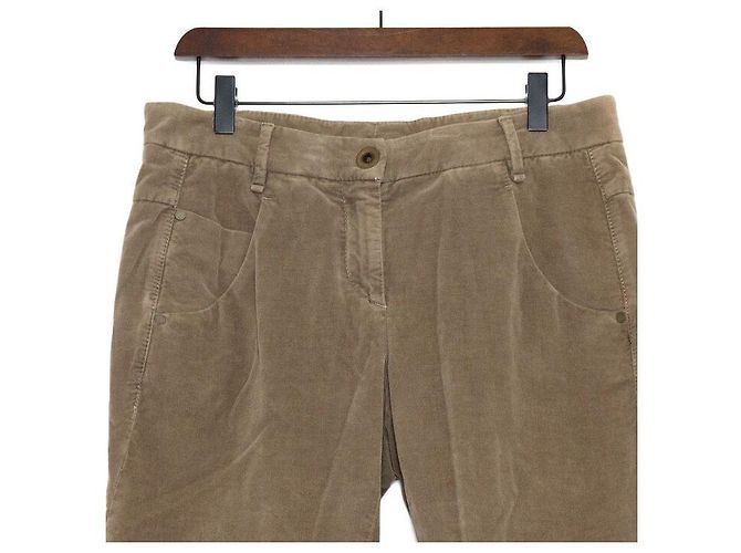 Brunello Cucinelli Pantalones de pana de algodón beige para mujer - vista 2