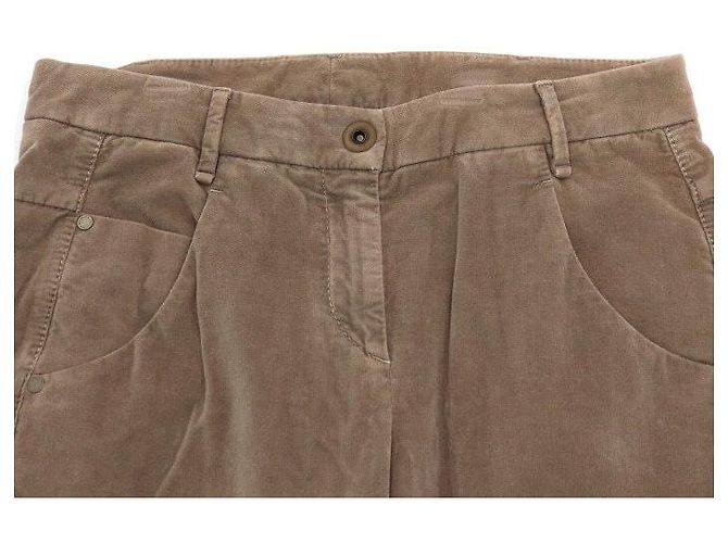 Brunello Cucinelli Pantalones de pana de algodón beige para mujer - vista 5