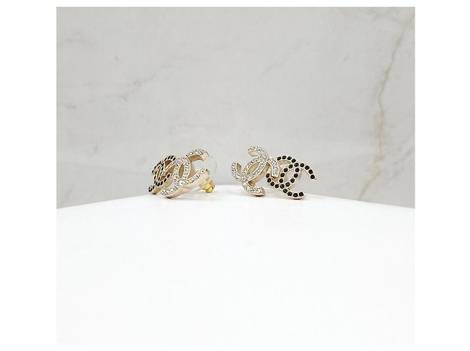 Chanel Double CC Logo Crystal Ohrringe Silber - Ansicht 2