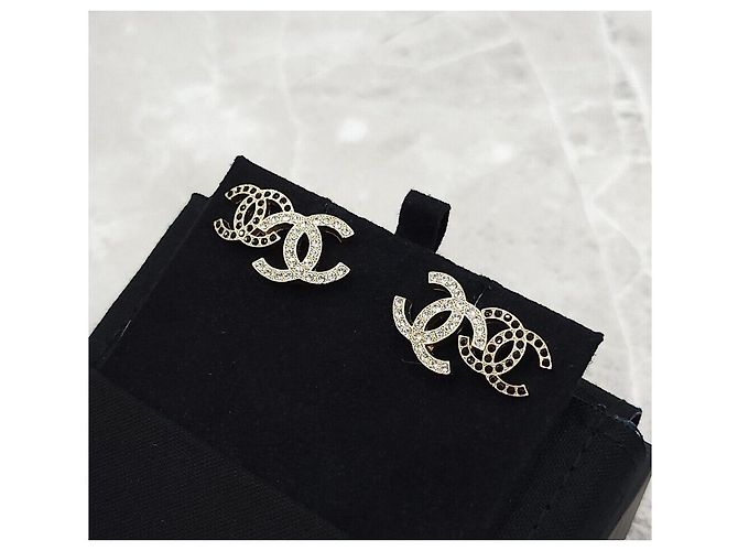 Chanel Double CC Logo Crystal Ohrringe Silber - Ansicht 4