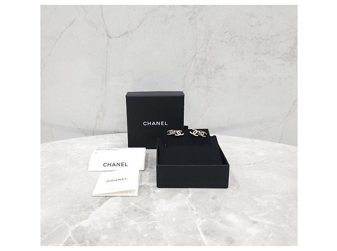 Chanel Double CC Logo Crystal Ohrringe Silber - Ansicht 5