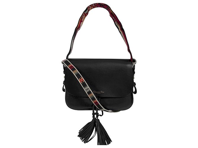 Dior Borsa Tote a Spalla in Pelle Rodeo con Patta e Nappine da Donna Nero - vista 2