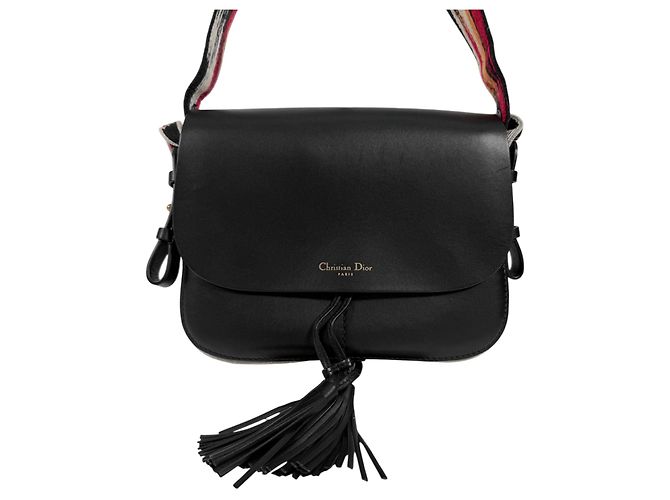 Dior Borsa Tote a Spalla in Pelle Rodeo con Patta e Nappine da Donna Nero - vista 7
