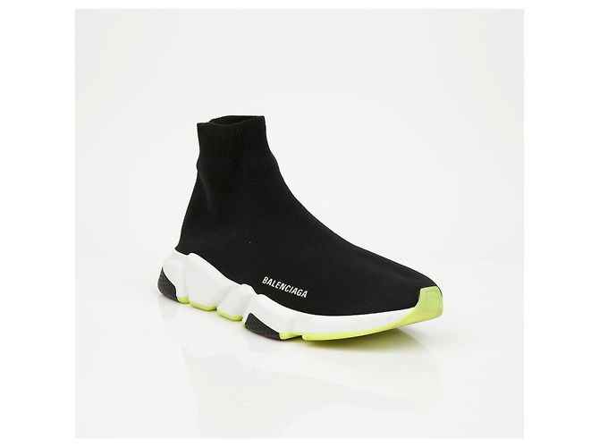 Balenciaga Sneakers Speed Trainer Nero Bianco Giallo Neon - vista 2