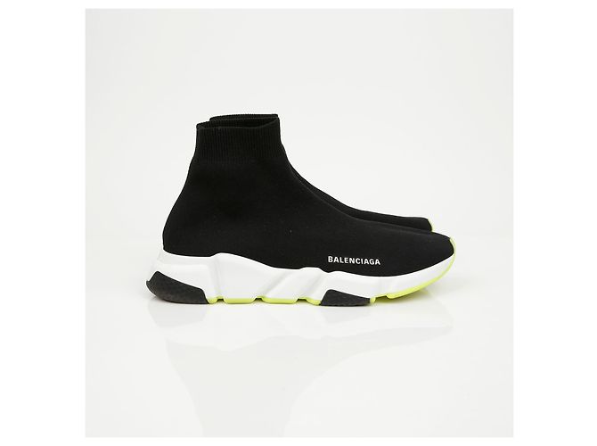 Balenciaga Sneakers Speed Trainer Nero Bianco Giallo Neon - vista 3