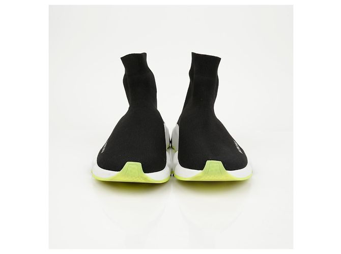 Balenciaga Sneakers Speed Trainer Nero Bianco Giallo Neon - vista 4