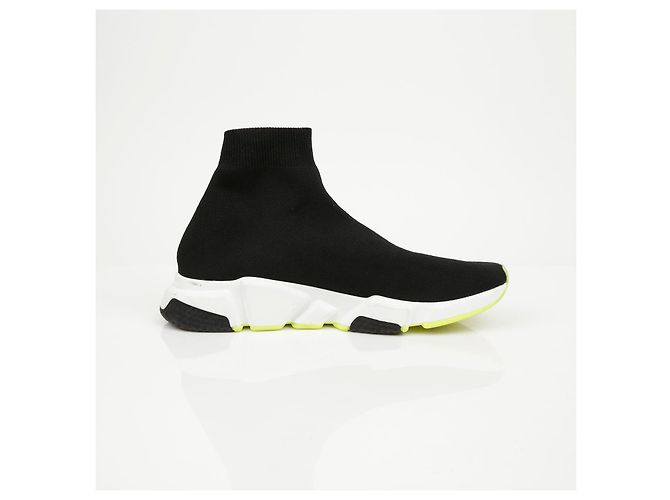 Balenciaga Sneakers Speed Trainer Nero Bianco Giallo Neon - vista 7