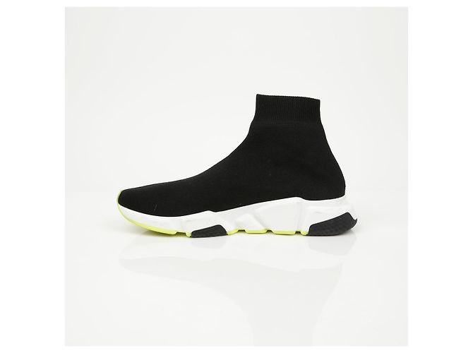 Balenciaga Sneakers Speed Trainer Nero Bianco Giallo Neon - vista 8
