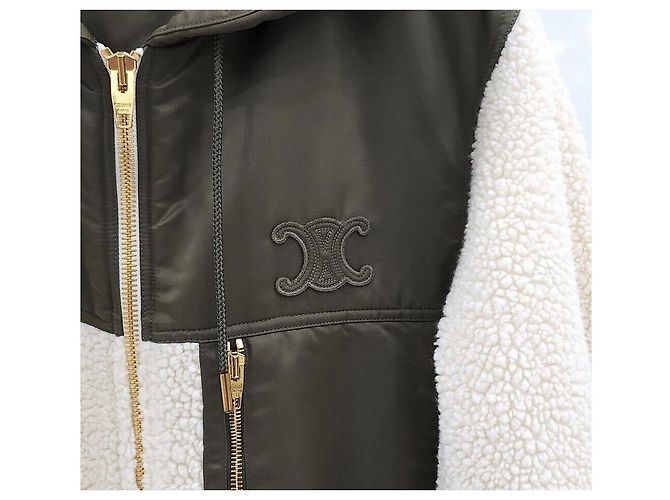 Céline Fleece-Effekt Kaschmirjacke Khaki - Ansicht 4