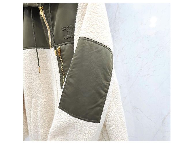Céline Fleece-Effekt Kaschmirjacke Khaki - Ansicht 5