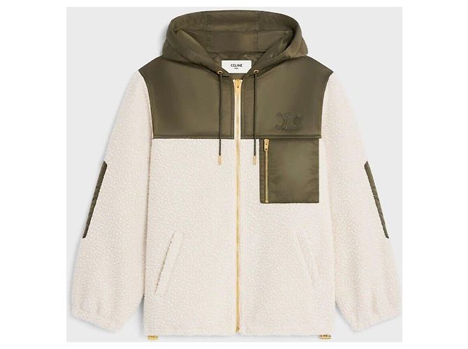 Céline Fleece-Effekt Kaschmirjacke Khaki - Ansicht 9