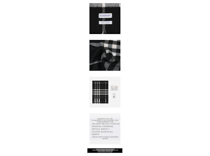 Burberry Sciarpa in Cashmere Check Nera Nero - vista 3