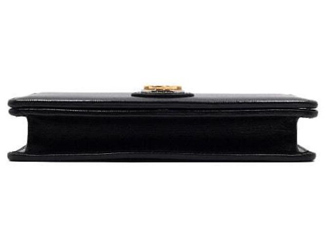 Gucci Schultertasche und Umhängetasche aus schwarzem Leder mit GG-Logo-Klappe und Goldkette - Ansicht 9