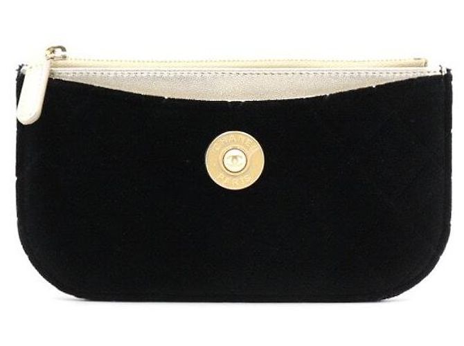 Chanel Portafoglio Lungo e Borsa Pouch in Velluto Nero - vista 2