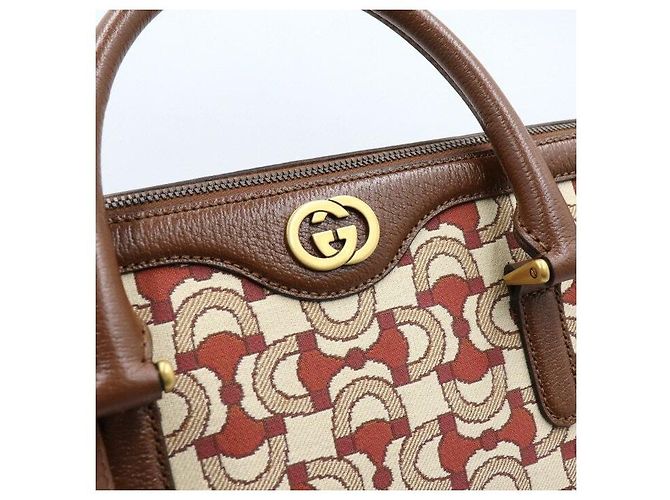 Gucci Pasta e Bolsa Tote de Mors de Jacquard Entrelaçado e Bolsa de Ombro Multicor - vista 8