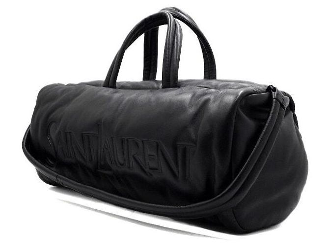 Saint Laurent Borsa da viaggio duffle in pelle di agnello nera da uomo Nero - vista 2