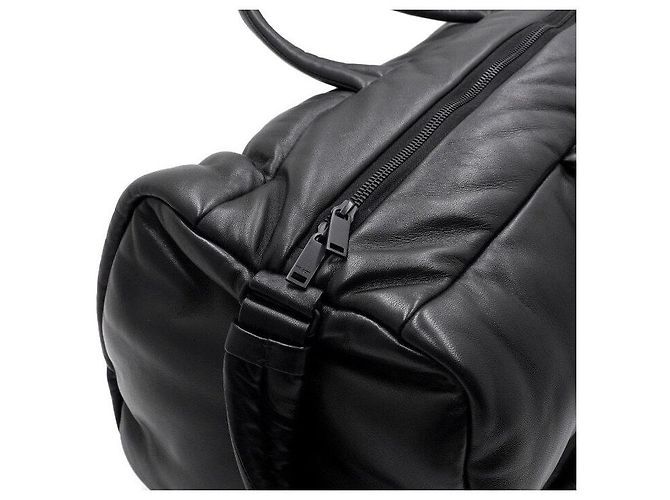 Saint Laurent Borsa da viaggio duffle in pelle di agnello nera da uomo Nero - vista 8