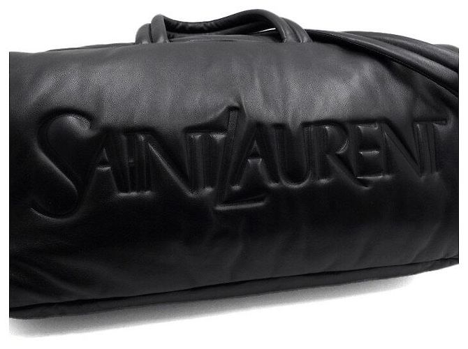 Saint Laurent Borsa da viaggio duffle in pelle di agnello nera da uomo Nero - vista 9