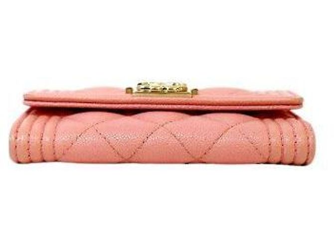 Chanel Tarjetero Boy en piel Caviar rosa - vista 4