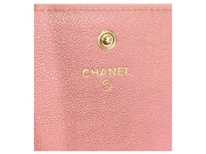 Chanel Tarjetero Boy en piel Caviar rosa - vista 7