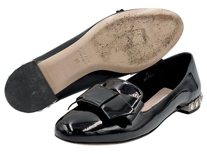 Miu Miu Mocassino in vernice con nastro - vista 2