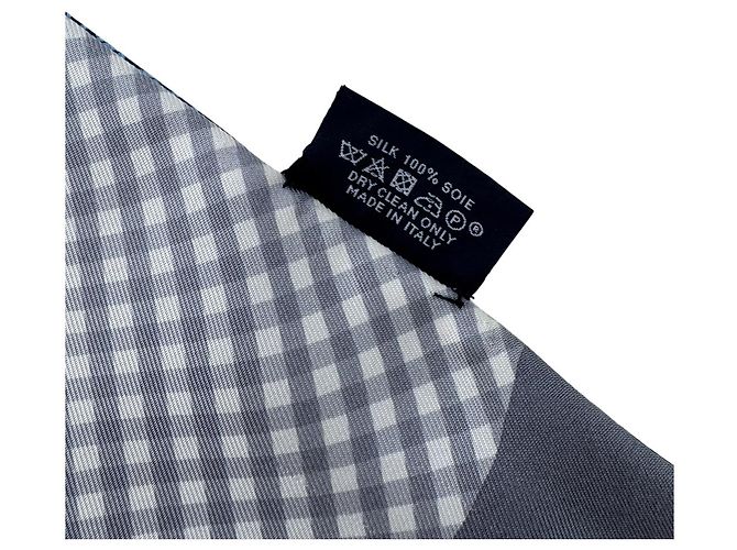Hermès Bufanda reversible de seda Chandal Check Azul Gris - vista 11