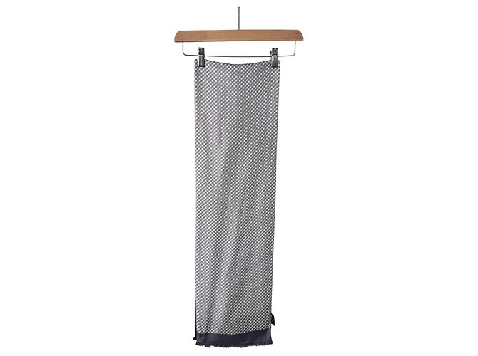Hermès Bufanda reversible de seda Chandal Check Azul Gris - vista 5