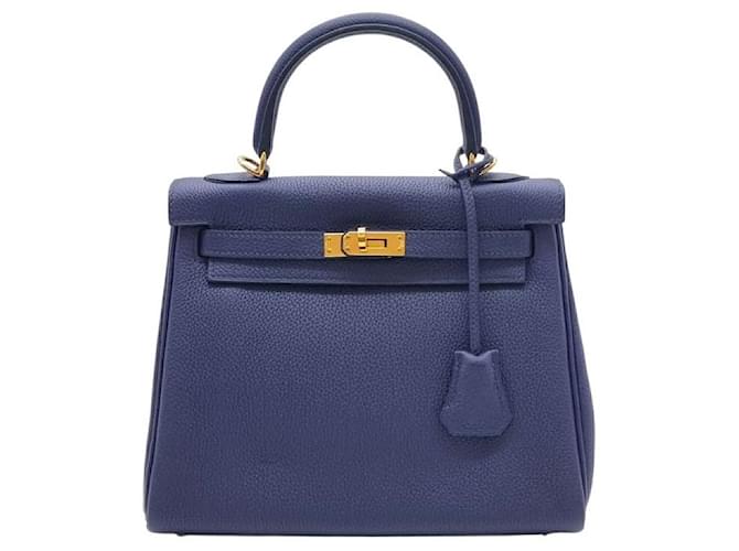 Hermès Togo Kelly Blu - vista 5