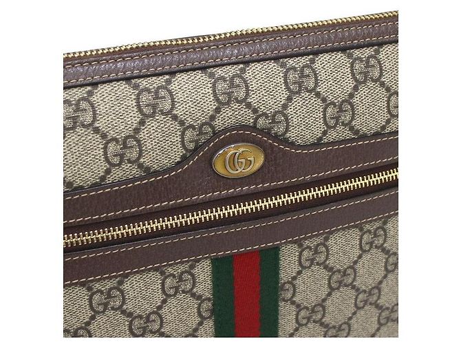 Gucci Clutch GG Supreme Ophidia Web Stripe Marrone - vista 4