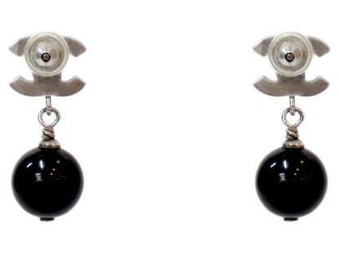 Chanel Orecchini Pearl Drop CC Silver - vista 3
