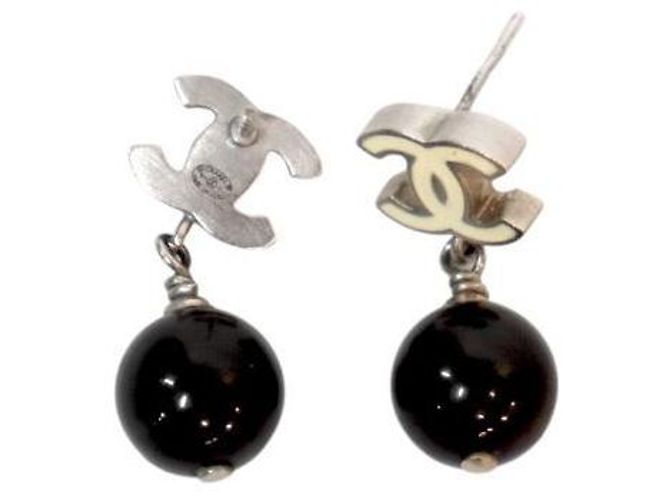 Chanel Orecchini Pearl Drop CC Silver - vista 4